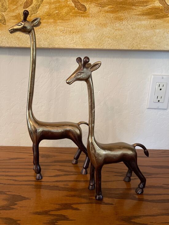 Other Other - Pair of Brass standing giraffe